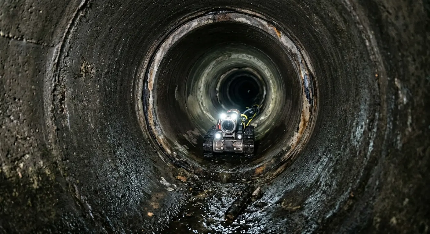 Robotic sewer camera inspecting pipe interior for Sewer Line Cleaning in Ocoee